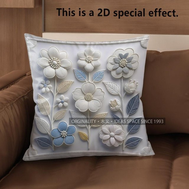 JMG Clothing Kissenbezug mit floralem 3D-Geprägtem Muster in Weiß, B/B: 50 x 50 cm - Bild 1