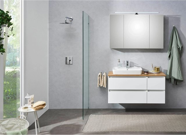 Pelipal Badmöbel-Set Quickset 360 in Weiß Glanz mit Keramik Aufsatzbecken und Waschtischunterschrank B/H/T: 113 x 200 x 50 cm - Bild 1