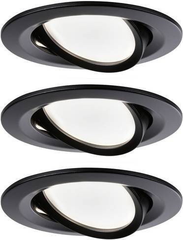 Paulmann 94471 LED-Einbauleuchten 3er Set, Schwarz, rund, 18W, warmweiß - Bild 1