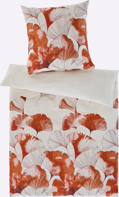 Bettwäsche Heine Home Gingko in Sand und Multicolour aus 100% Baumwolle Makosatin mit Reißverschluss - Bild 1