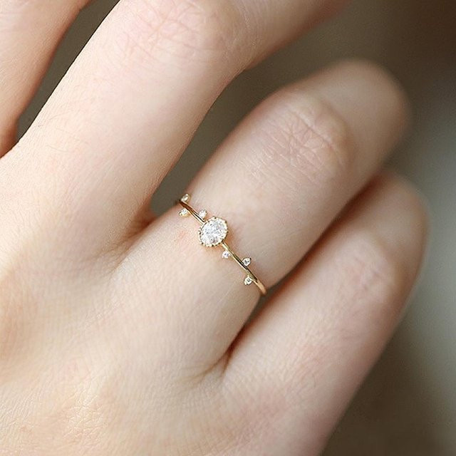 YIRAN Jewelry Ring, Goldfarbe, Zweig Blatt Design, Damen - Bild 1