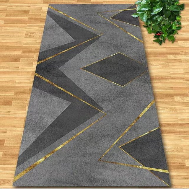 Moderner Teppich Läufer Karpetti in Grau mit geometrischem Design, rutschfest und waschbar, B/T: 80 x 200 cm - Bild 1