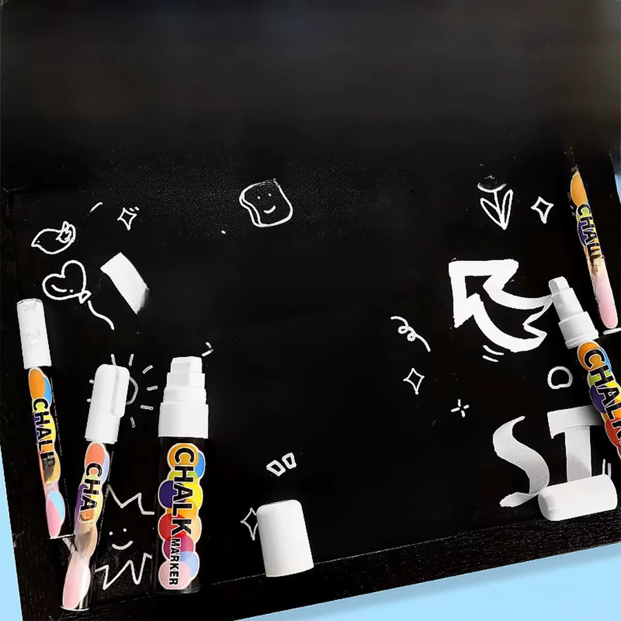 Weiße flüssige Kreide als wasserlöslicher Tafelstift für Whiteboards und Graffiti, staubfrei und leicht löschbar - Bild 7