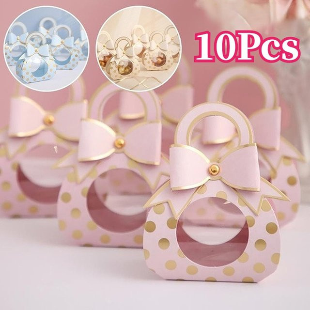 10er Set rote Gastgeschenk Boxen und Taschen für Hochzeit, Baby Shower oder Geburtstag - Bild 1