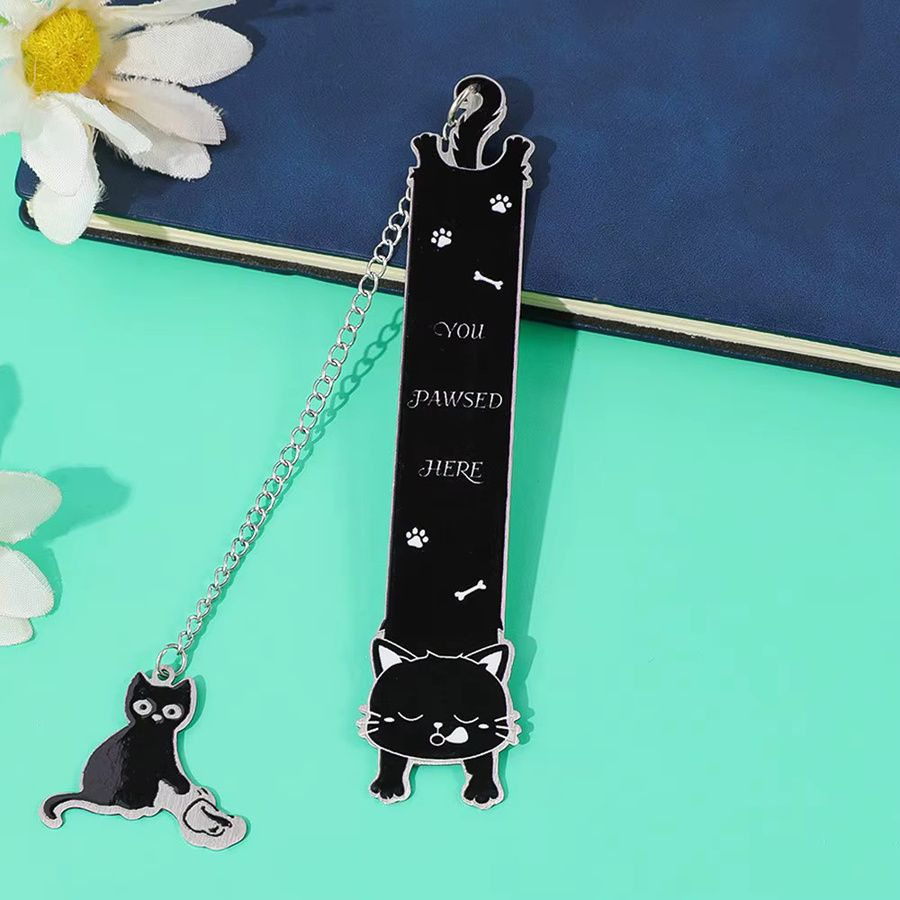 Personalisierbares Katzen-Lesezeichen aus Metall und Edelstahl in ästhetischem Design - Bild 3