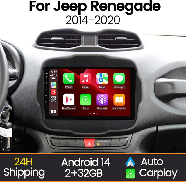 MEKEDE Android Autoradio mit Wireless CarPlay, WiFi und Bluetooth für Jeep Renegade 2016-2020, Schwarz - Bild 1