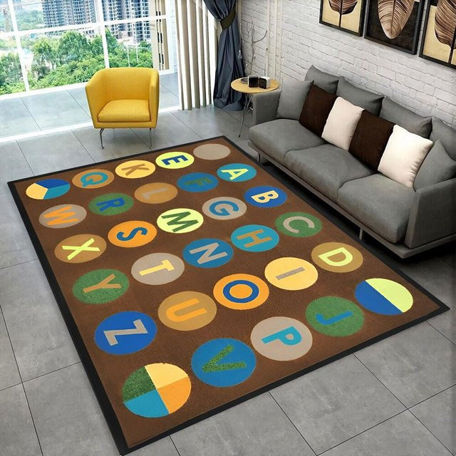 Karpetti ABC-Cartoon-Alphabet Teppich für Kinder mit rutschfester Matte, Mehrfarbig, Breite: 50 cm, Länge: 80 cm - Bild 1