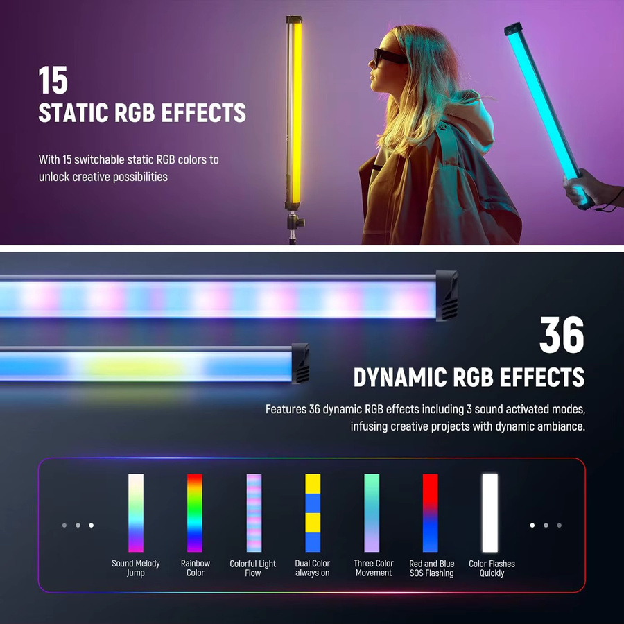NEEWER Basics 21 Zoll magnetischer RGB LED Lichtstab für Studiofotografie und Streaming in Multicolour - Bild 4