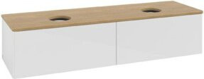 V&B Waschtischunterschrank Antao ohne Frontstruktur in Eiche Honig und Weiß Lack, B/T/H: 160 x 50 x 50 cm - Bild 1
