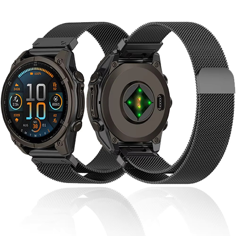 Garmin Uhrenarmband Milanaise, Edelstahl, Schwarz, Unisex - Bild 5