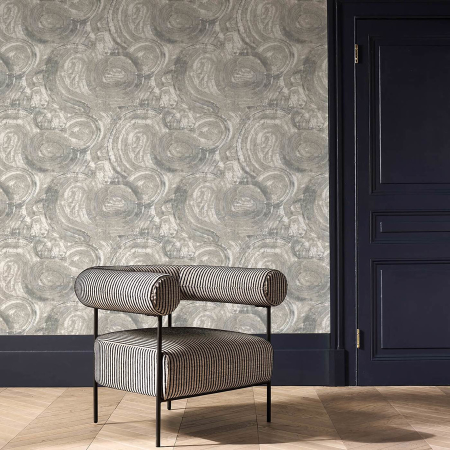 Clarke & Clarke Tapete Hatoum in Slate mit abstraktem Design in Grau und Gold (Vlies) - Bild 1