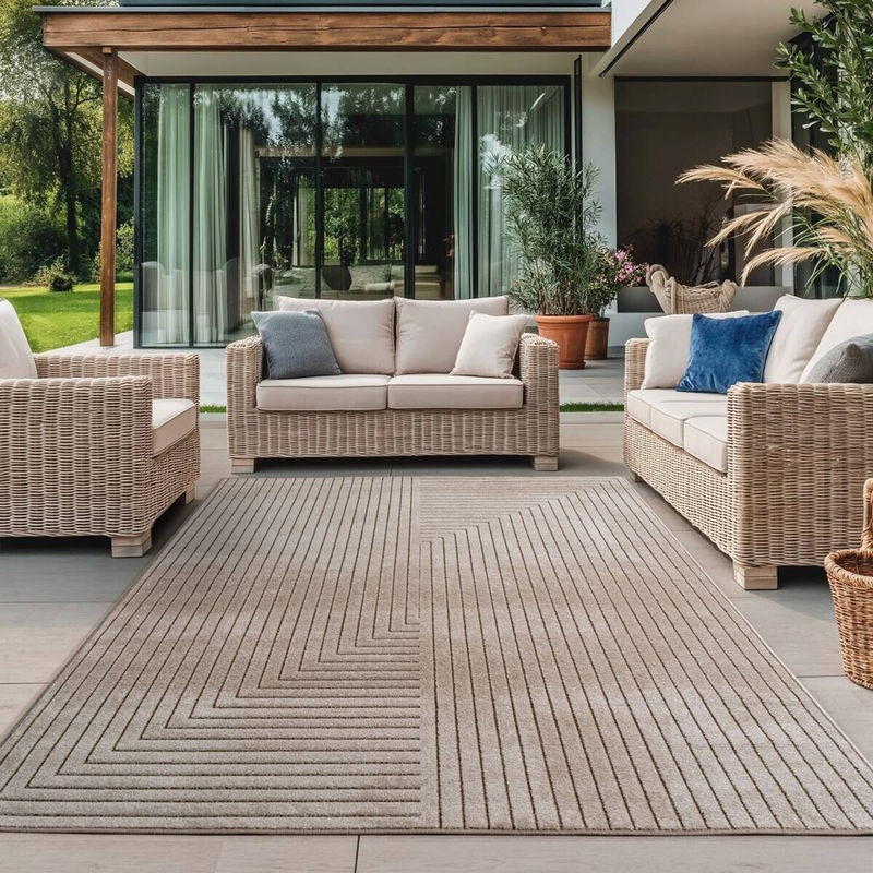 Ayyildiz In- und Outdoor-Teppich Nova Beige mit Hoch-Tief-Effekt B/L: 160 x 230 cm - Bild 2