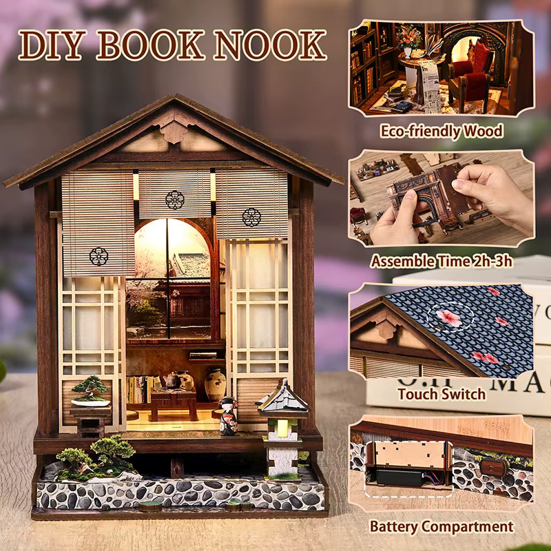 Battoom DIY Holz-Puppenhäuser als Buchstütze, 3D-Puzzle, Holz - Bild 3