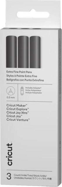 Cricut Stifte mit extrafeiner Spitze 0,3 mm in Schwarz, 3er-Set inklusive Adapter - Bild 1