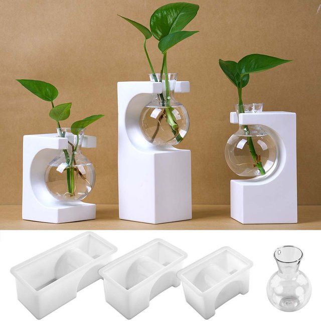 UDOCOOL Silikonform für geometrische Hydrokultur-Vasen aus Gips oder Zement zur DIY-Gestaltung - Bild 1