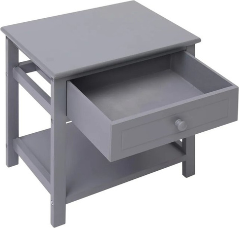 vidaXL Nachttisch aus Paulownia Holz in Grau, modern, B/T/H: 40 x 29 x 42 cm