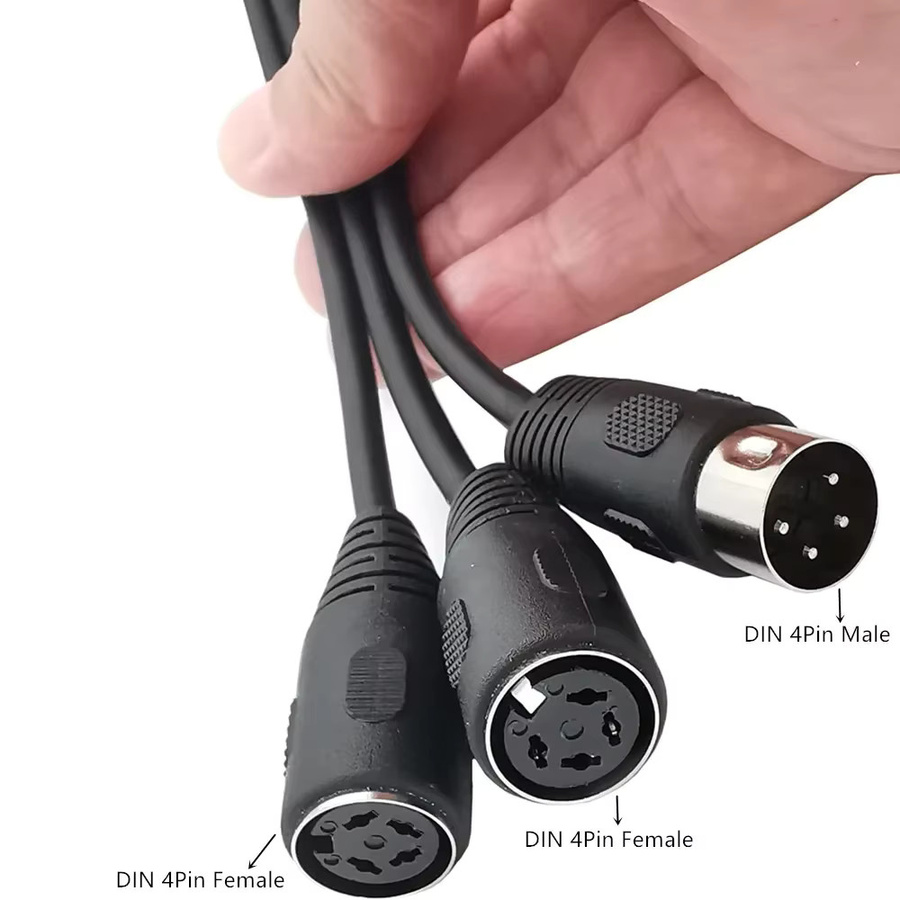 BSN MIDI 4PIN 2 in 1 Kabel Konverter: 1x MIDI DIN Stecker auf 2x Buchse Y-Splitter Adapter, Schwarz, Länge: 50 cm - Bild 3