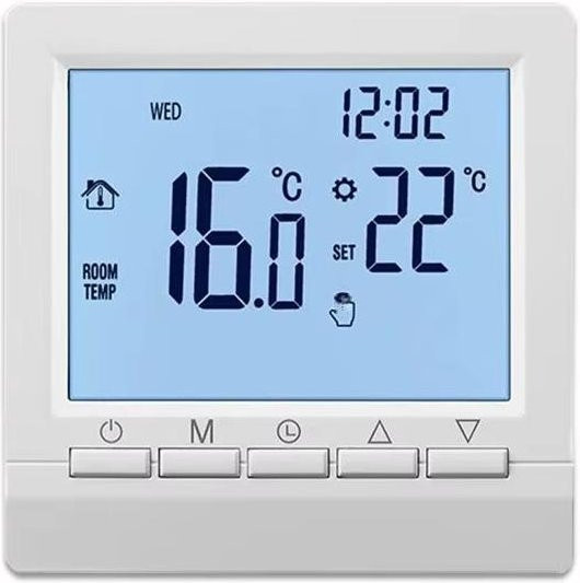 Binchi Outdoor Equipment Programmierbarer Digitaler Raumthermostat mit LCD-Display und Touchscreen in Weiß - Bild 1