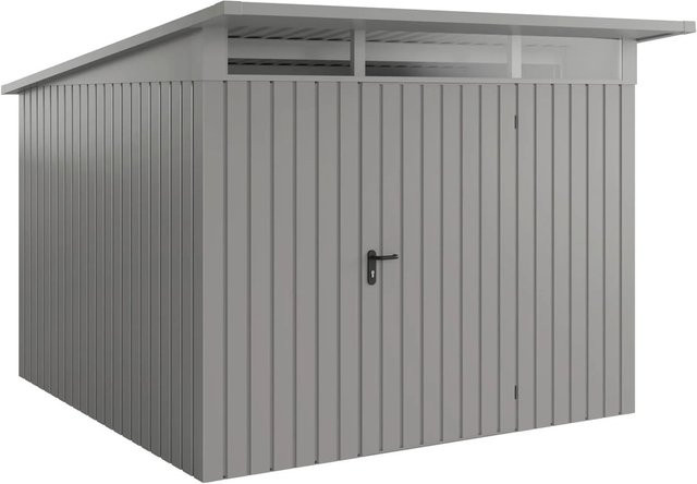 EcoStar Gerätehaus Euroline Pultdach in Graualuminium mit 1-flügliger Tür und Acrylglas-Oberlicht, Breite: 277 cm, Tiefe: 310 cm - Bild 1