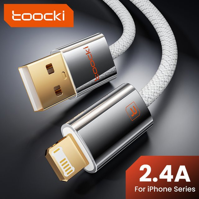 Toocki USB-A auf Lightning Datenkabel für iPhone und iPad in Weiß mit Zinklegierung und 480 Mbps Datenübertragungsrate - Bild 1