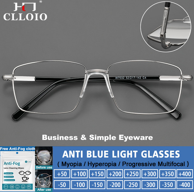 CLLOIO Korrektionsbrille, quadratisch, Vollrand, Metall, silber, Herren - Bild 1
