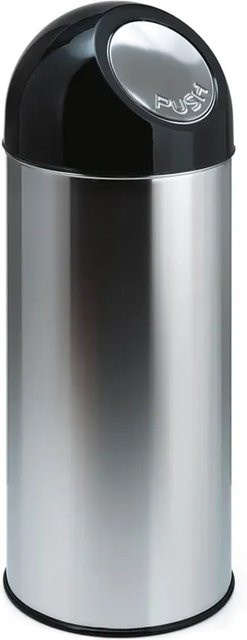 PROREGAL Klassischer Abfallbehälter mit Pushdeckel und Inneneimer aus Edelstahl in Silber, H x B x T: 84 x 31 x 31 cm - Bild 1