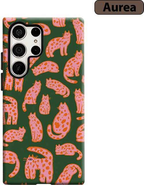 Potdemiel Handyhülle mit lustigem Retro-Katzen-Design und Punkten für Samsung Galaxy S26 S25 S24 S23 Ultra Plus, stoßfest und robust, Mehrfarbig - Bild 1