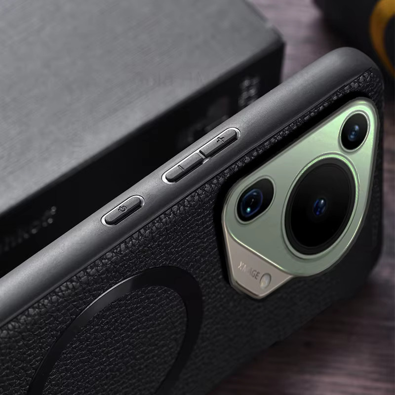 Magnetische Leder-Schutzhülle für Huawei Pura 70 Ultra und Huawei Mate 70 Pro in Schwarz mit Magsafe-Kompatibilität und Schnellladefunktion - Bild 2