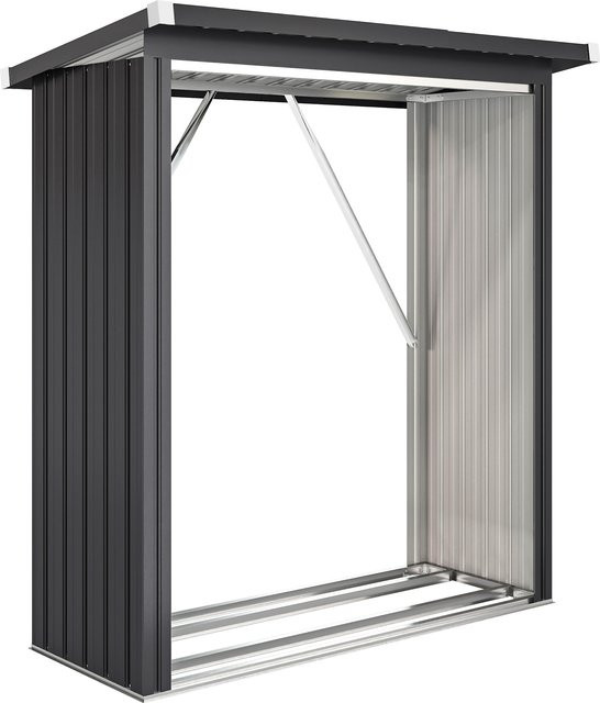 Outsunny Kaminholzregal für den Außenbereich aus Stahl mit Pultdach in Dunkelgrau, B/T/H: 150 x 66,5 x 150 cm - Bild 1