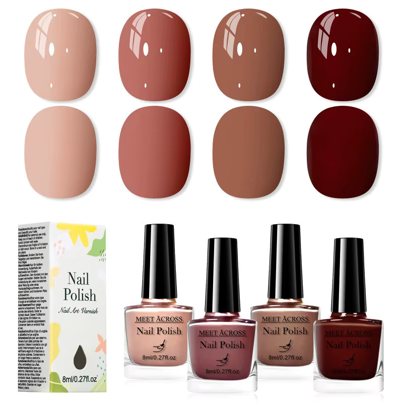 MEET ACROSS Gel-Nagellack-Set, Schimmernd, Rosa-Braun, 4 x 8 ml - Bild 2
