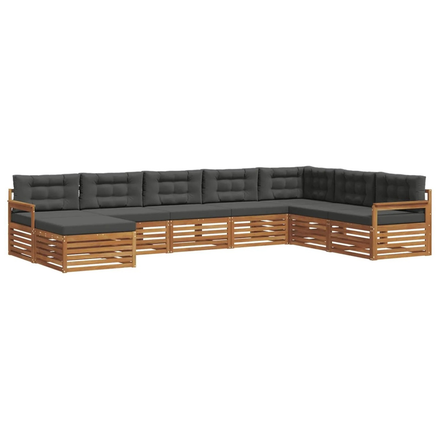 vidaXL Sofagarnitur 8-teilig aus Massivholz Akazie in Natur und Anthrazit mit Polstern und Armlehnen - Bild 2