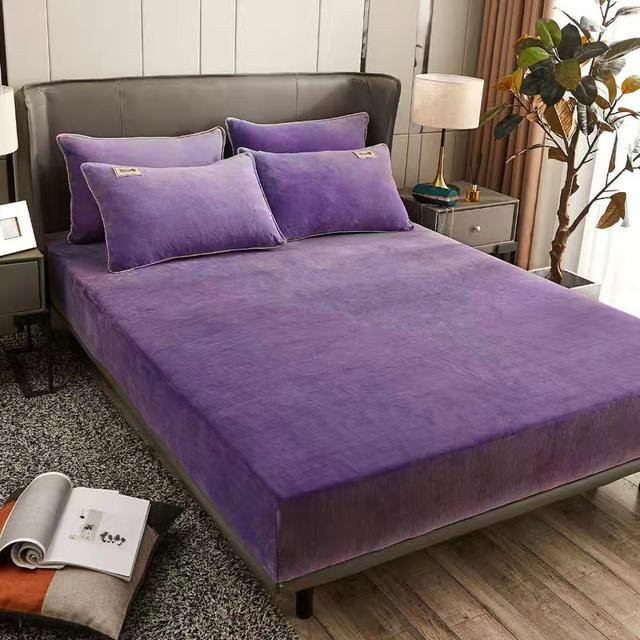 Winter Plüsch-Touch Spannbettlaken aus Flanell in Violett, B/T/H: 90 x 200 x 20 cm - Bild 1