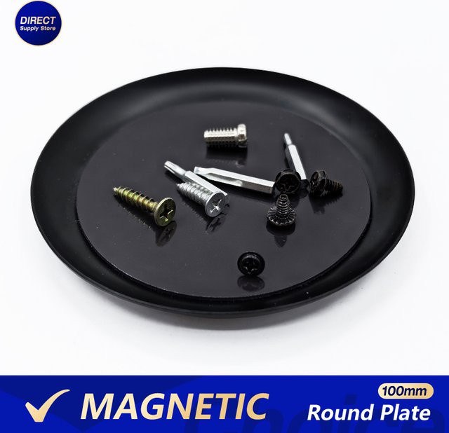 Realmote Magnetische Edelstahl Platte in Schwarz, Runde 4 Zoll Mehrzweck Werkzeug Organizer Platte für kleine Metallteile und Schrauben - Bild 1