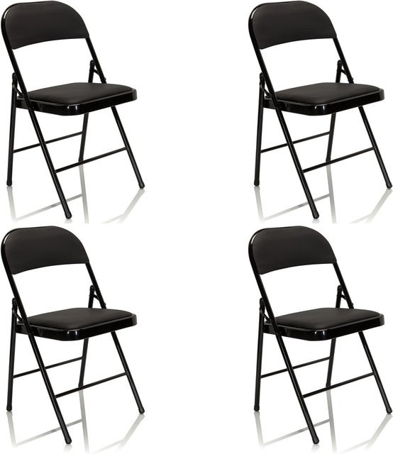 hjh OFFICE Klappstühle TUDELA 4er Pack aus Kunstleder in Schwarz - Bild 1