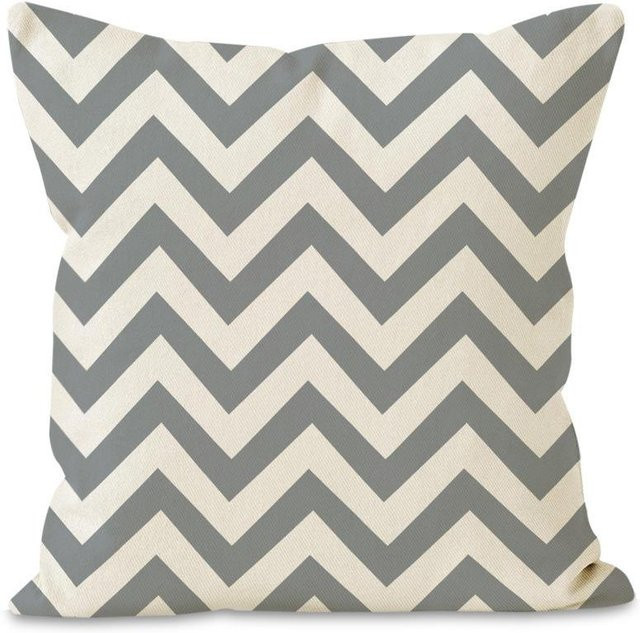 Tinika Chen Kissenbezug mit geometrischem Druck in Grau, Polyester Kissenhülle mit Reißverschluss, B/T/H: 18 x 18 x 18 cm - Bild 1