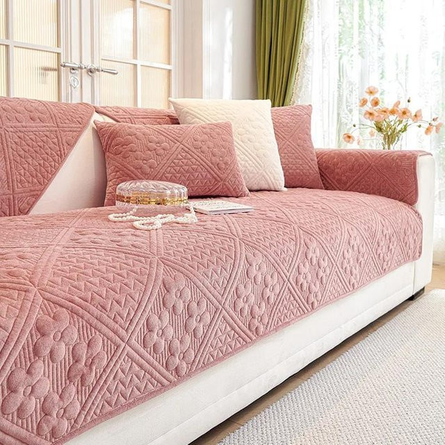 Your Warm Home Sofabezug mit Blumenmuster aus weichem Samt in Pink, quadratisches Sofakissen B/B: 70 x 70 cm - Bild 1