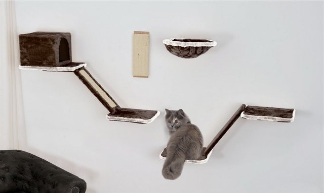Silvio Design Katzen-Kletterwand 8-teilig in Grau mit Hängematte, Höhle und Sisal - Bild 1