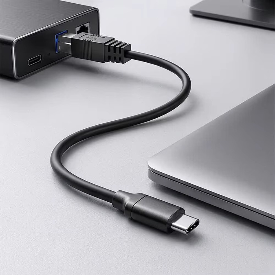 Fanakm USB-C zu USB-B Kabel 10Gbps GEN2 Typ-C zu USB-B 3.2 für Drucker, Scanner, Dockingstationen und externe Festplatten, Schwarz - Bild 3