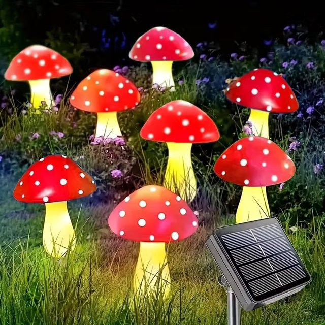 OKAL RED EAST LED Solar Pilzlampe in Rot für den Garten, wasserdichte dekorative Gartenlaterne zur Außenbeleuchtung - Bild 1