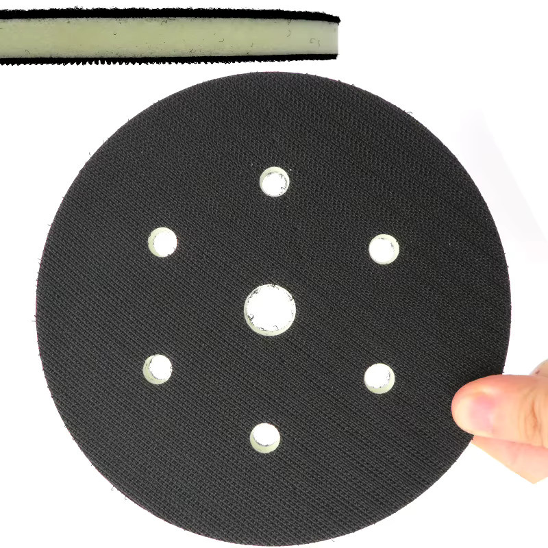 Vibratite 7-Loch-PU-Schaum-Schnittstellenpad für Klett-Schleifscheiben und Exzenterschleifer, Durchmesser: 150 mm, Schwarz - Bild 5