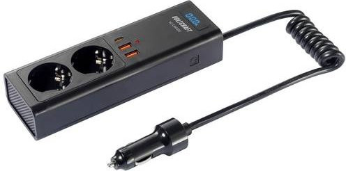 VOLTCRAFT Wechselrichter VC-CAR200 200W 12 V/DC zu 230 V/AC in Schwarz mit USB-A und USB-C Anschlüssen - Bild 1