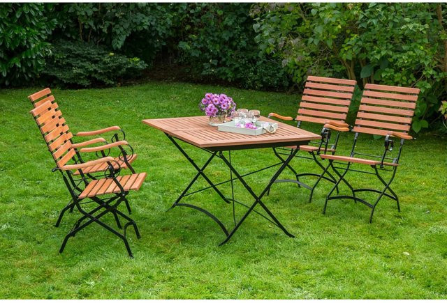 Merxx Gartenmöbelset Schlossgarten aus Eukalyptusholz und Stahl in Schwarz und Braun - Bild 3