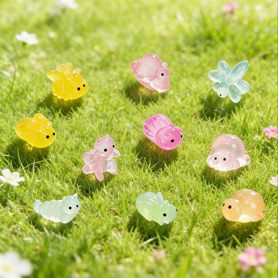Yiran Toy Leuchtende Insektenfiguren aus Harz in Multicolour für Feengarten und Heimdeko, 10 Stück - Bild 2