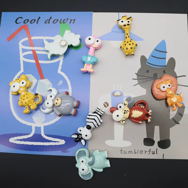 Bunte Kühlschrankmagnete im Tierstil mit Flamingo, Löwe, Leopard, Elefant und Giraffe aus Kunstharz für deine DIY-Dekoration - Bild 2