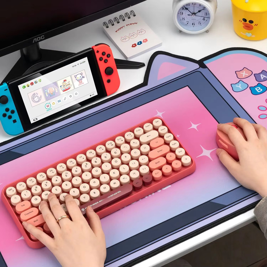 DIXSG Gaming-Mauspad mit Handballenauflage im Cartoon-Design, Übergroße Schreibtischunterlage für Computer und Tastatur, Multicolor - Bild 3