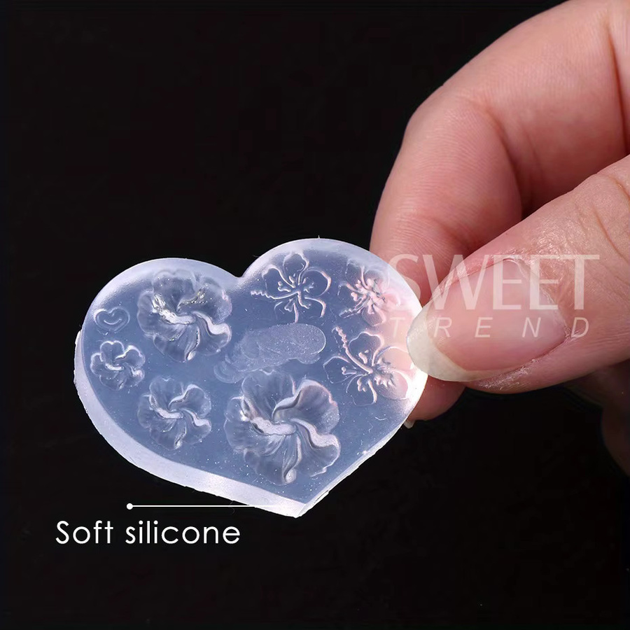 SWEET TREND 3D Mini Silikon Formen, Nail Art Dekoration, Buchstaben und Blumen - Bild 1