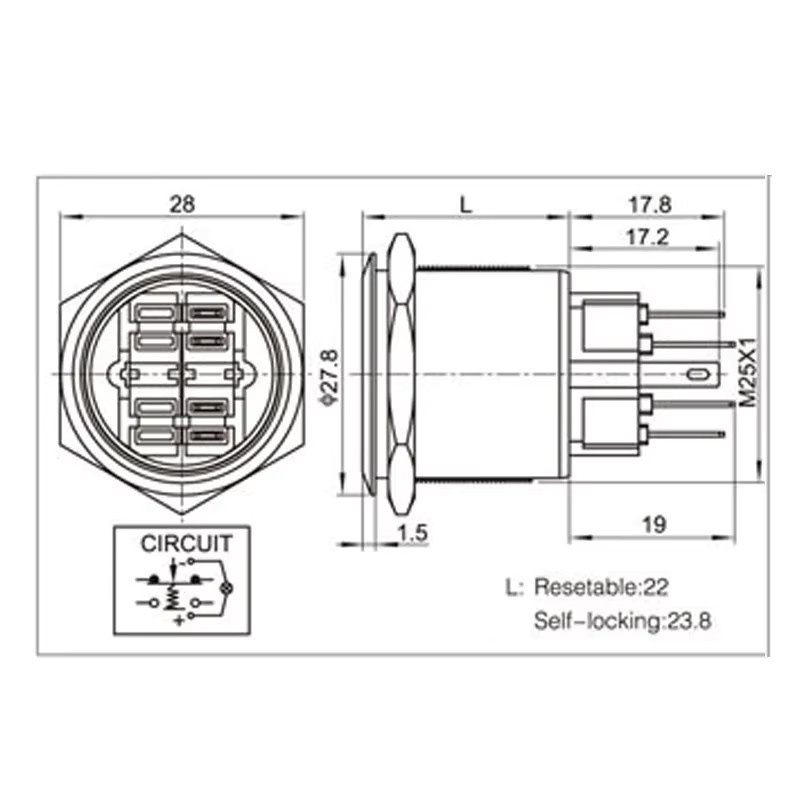 ELECAPITAL LED Push Button Schalter aus Edelstahl mit 6-Pin und 25mm Durchmesser für Auto und Motor Start - Bild 3