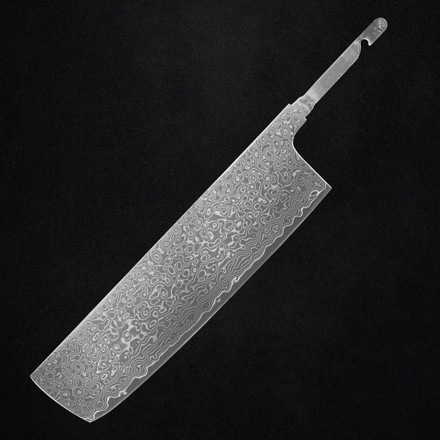Baovim Nakiri Kochmesser-Rohklinge aus 67 Lagen Damaszener Stahl in Silber - Bild 1