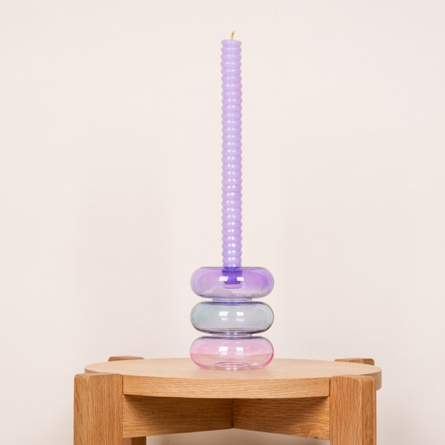 Bunter Glas Kerzenhalter in Bogenform von BLUME2000 für Stabkerzen - Bild 1