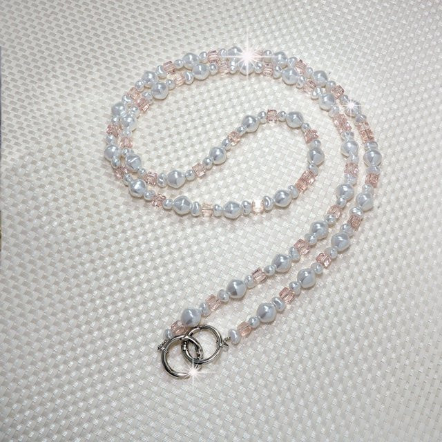 Dolob Perlen-Handy-Umhängeband für Damen in Pink und Weiß - Bild 1